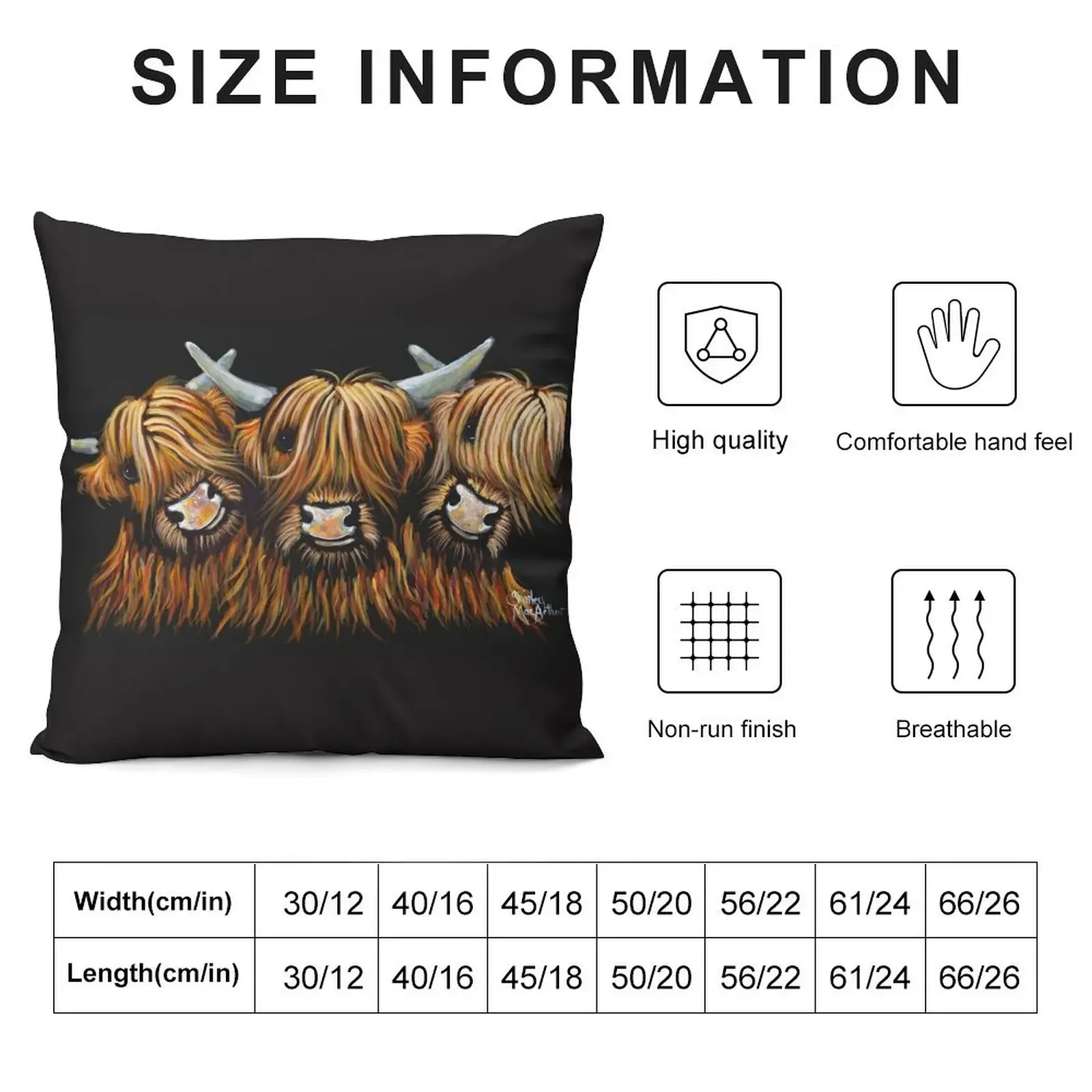 Scottish Highland Hairy Cows 'The Young Ones' by Shirley MacArthur Throw Pillow Cushion Covers For Living Room pillow