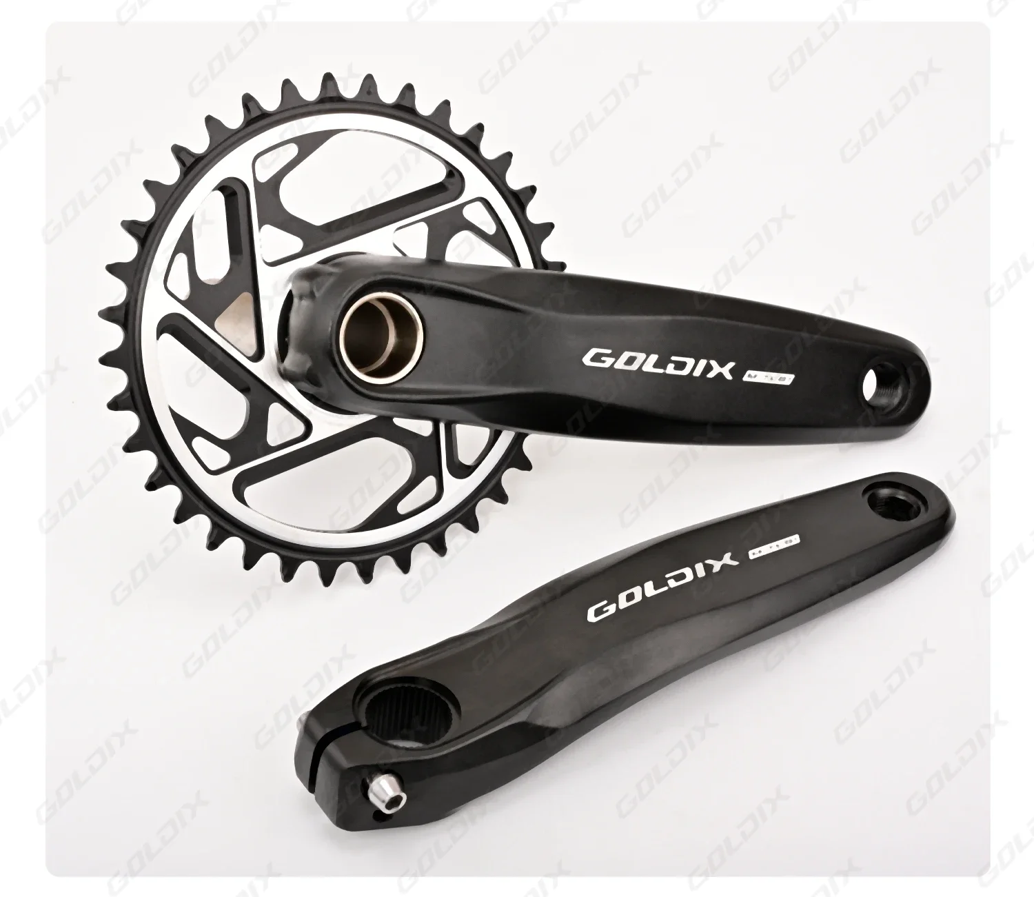 GOLDIX Hochfeste Fahrradkurbelgarnitur 165/170/175mm Geschmiedeter Legierungs-Kurbelarm 3-Bolzen-Direktmontage Schmal-Breit-Kettenblatt für MTB-Fahrrad – Detail 11