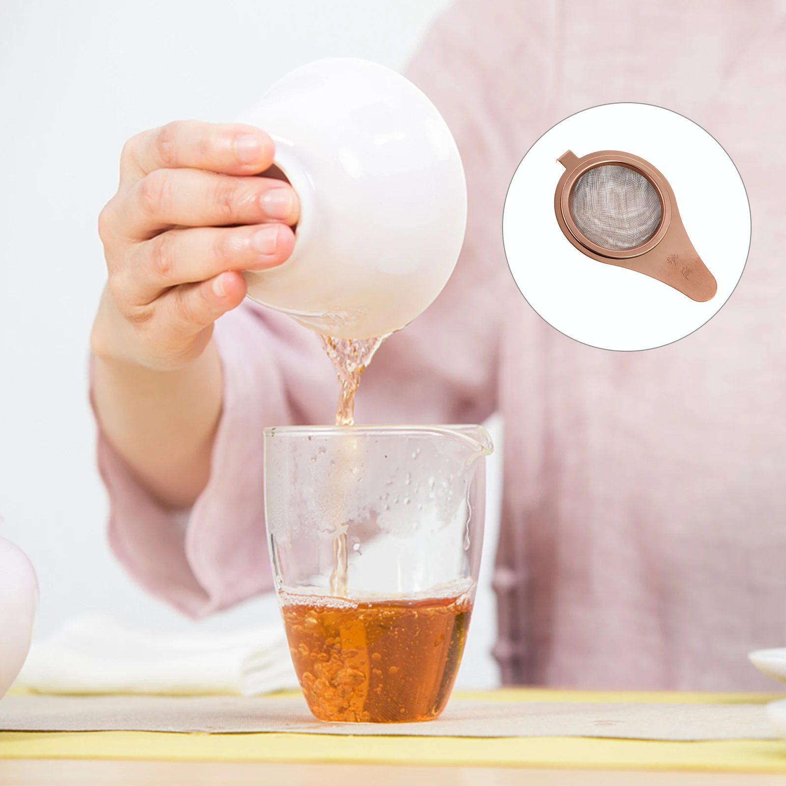 

Filter Tea Strainer Mesh Cocktail Sieve Stainless Steel Strainers Golden Loose Leaf