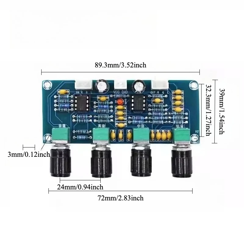 

XH A901 Tone Control Board Preamplifier for Digital Amplifier Bass Treble Adjustment DC Power Supply