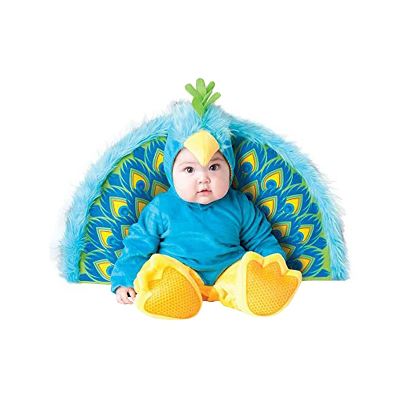 Baby Animal Costume Winter Toddler Boys Girl Deluxe Shark Peacock Owl Lion Jumpsuit with Hood and Shoe Covers Set Cosplay Romper