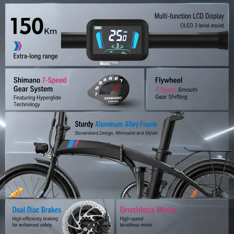 36V Lithium Battery Brushless Motor Variable Speed Electric Scooter 65km Long Range Frequency Conversion Drive for Export