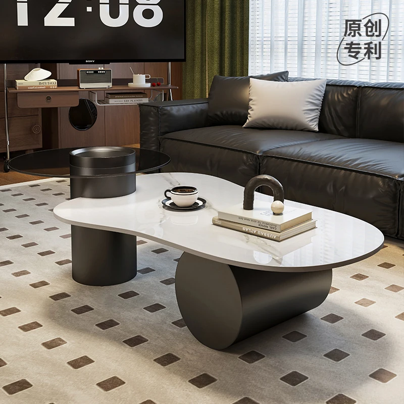 

Wavy Oval Coffee Table Nordic Style Modern Eclectic Aesthetic Coffee Table Geometric Design Coffee Table Living Room Furniture