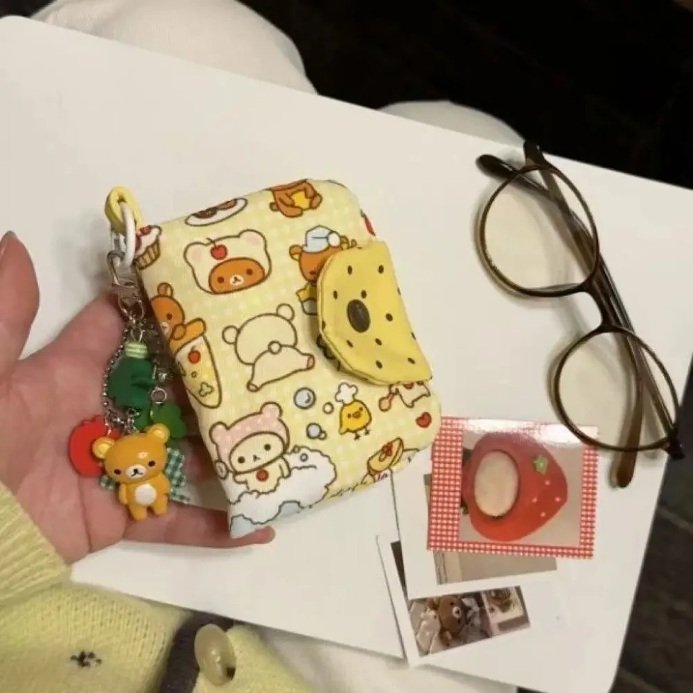 Korean Cartoon Bear Mini Wallet Adorable Short Coin Purse Multi-slot Card Holder Portable Student Key Pouch Sweet Birthday Gift