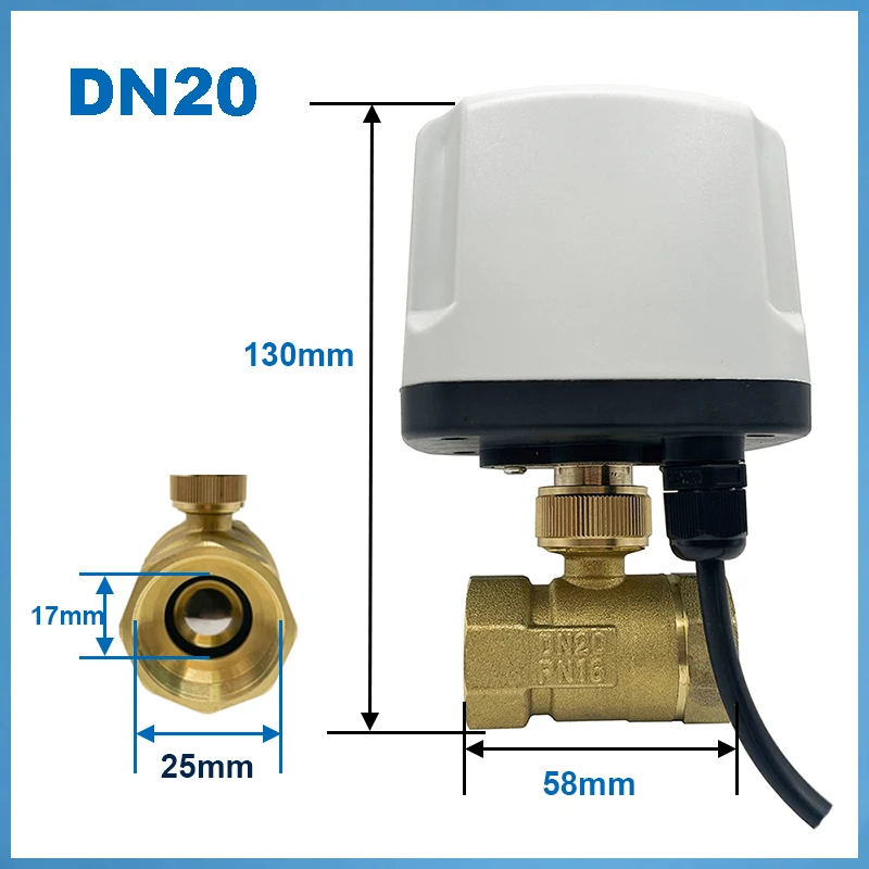 Imagem -03 - Válvula de Esfera Elétrica Motorizada Normalmente Fechada Aberta Quick-open 2-wire 2-wire Dn15 Dn20 Dn25 Dn40 Dn50 220v 12v 24v