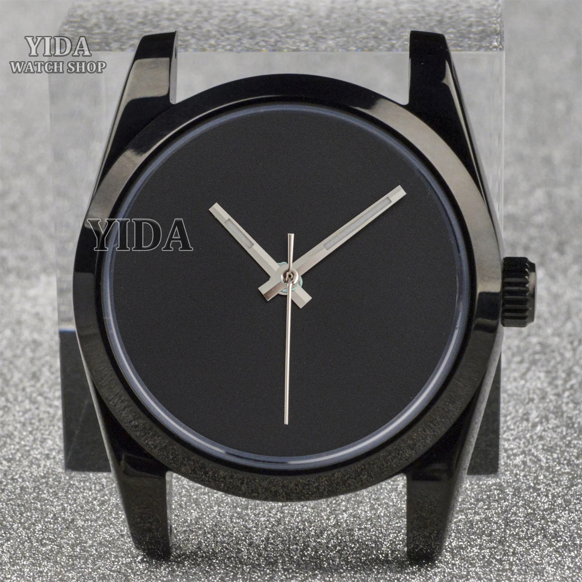 NH35 Plating Black Watch Case Dial for Datejust Green Luminous Pointers Sapphire Glass Fit NH35 Mechanical Movement Accessories