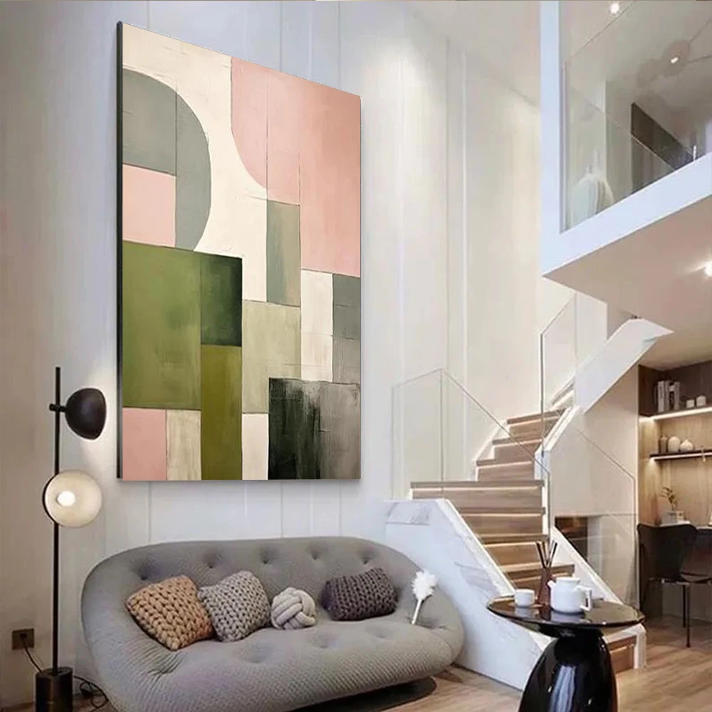 

100% hand drawn green abstract oil painting original wall painting home living room decoration paint interior aesthetics