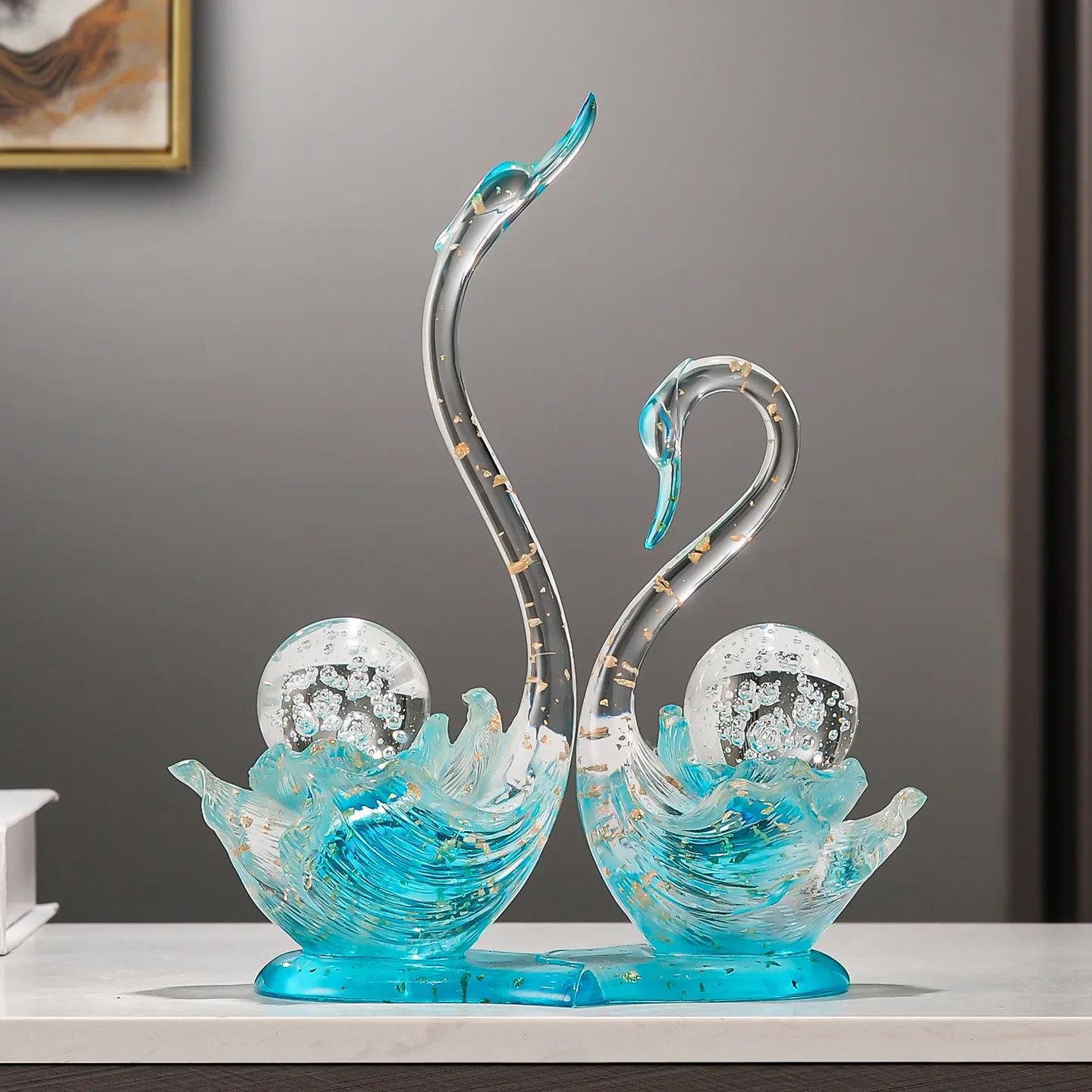 Swan Figurine Modern Minimalist Light Luxury Decorative Art Unique Figures For Home Living Room Bedroom TV Cabinet Wine Cabinet