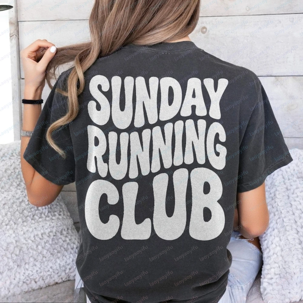 Sunday Running Club T-Shirt Retro Runner Marathon Training Shirt Casual Outfit Vintage Running Club Shirt Cotton Men's Tee Tops