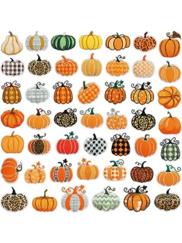 Color Pumpkin Pie Embroidery Cloth Sticker Leopard Print Art Pumpkin Patch Sticker Clothes Dress Up Computer Embroidery Label