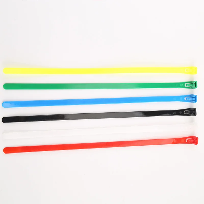 100PCS Plastic Reusable Cable Zip Ties Releasable Nylon Fixed Binding Mix 7 Colors 4*200 5*200 8*200 8*250 8*300 8*350 8*400mm