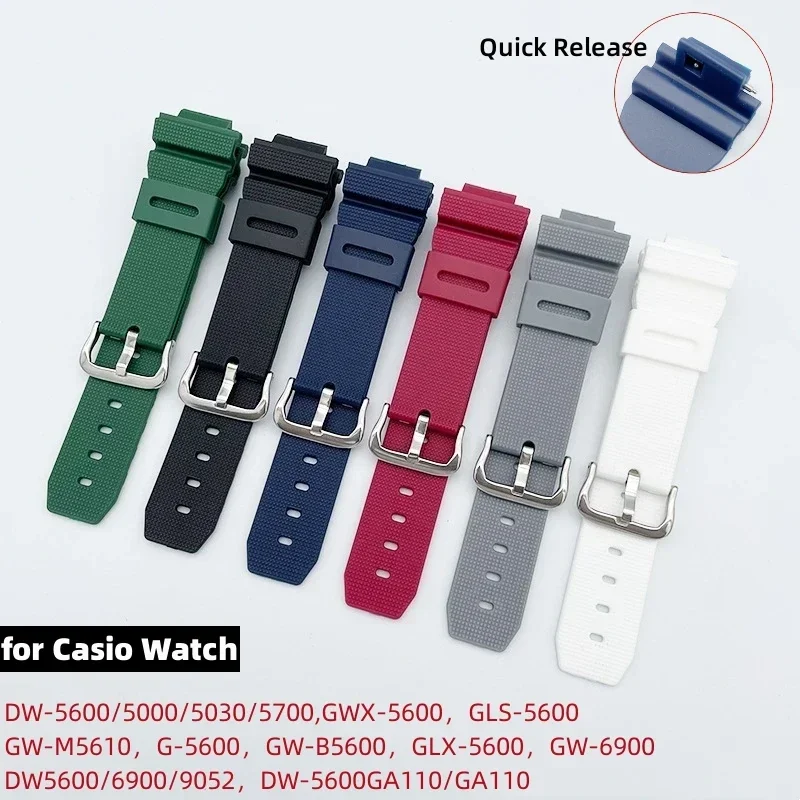 Silicone Strap for Casio DW5600/5030/6900/5610 G5600/5700 GW-M5610 GW5000 GM-5610 GA2100 Watch Accessories Sports Bracelet 16mm