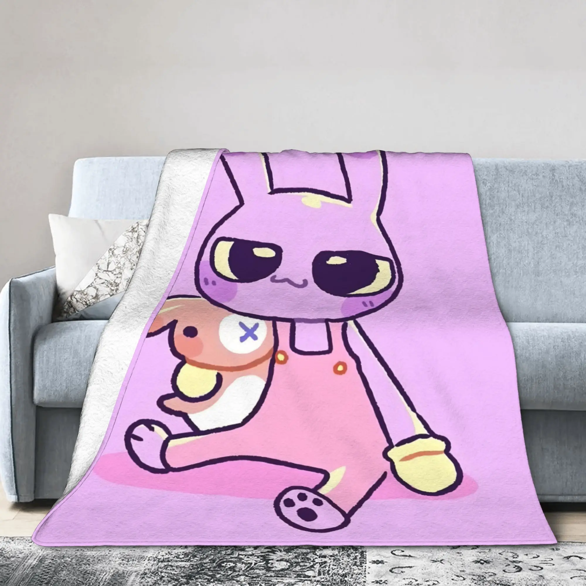J-Jaxs Cartoon Knitted Blanket Fleece Cute Rabbit Super Soft Throw Blankets for Bedroom Sofa Bed Rug