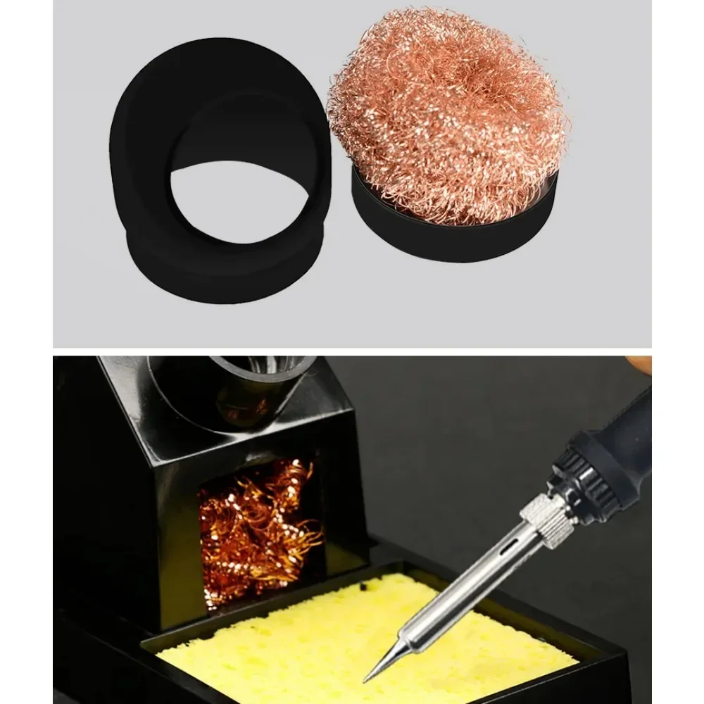 Metall Draht Mit Ständer Set Schweißen Entlöten Löten Lötkolben Spitze Schlacke Reiniger Reinigung Stahl Ball Mesh Filter Zinn Entfernen – Detail 9
