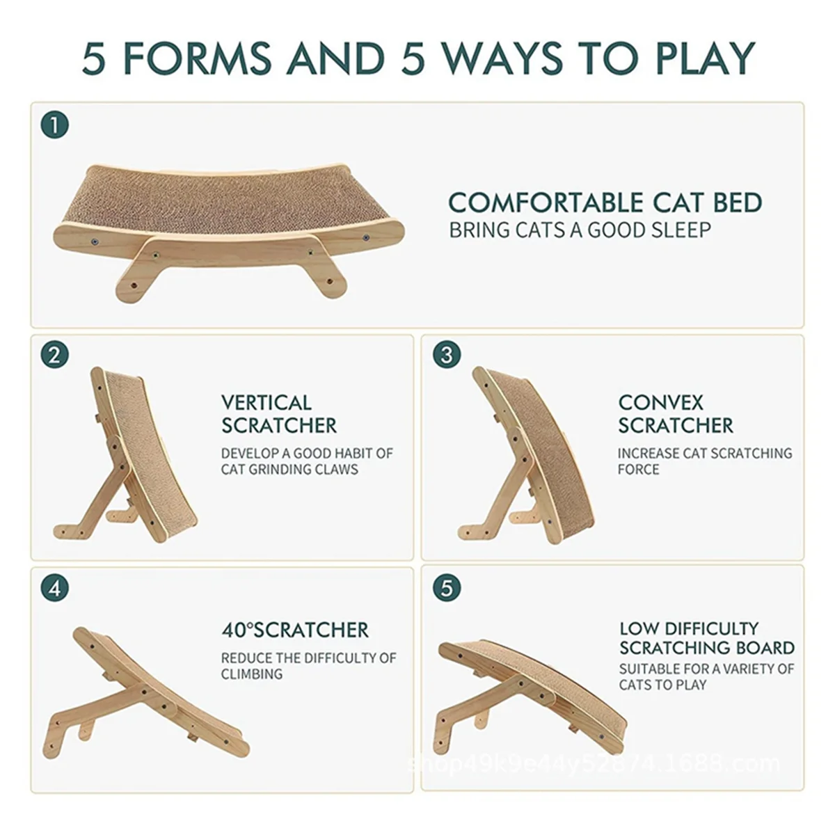 Pet Scratcher Wooden Pet Scratch Board Bed Scratching Pad Pet Toys Grinding Nail Scraper Mat Training Grinding Claw C