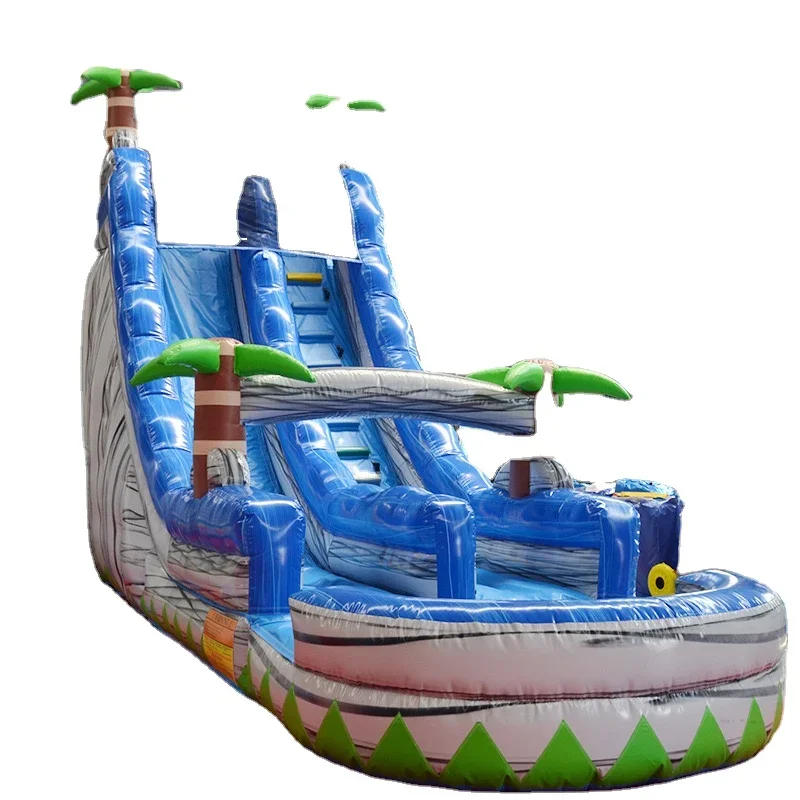 Commercial Shark Slides Water Playground  Inflatable Shark Water Slides With Pool