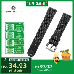 San Martin Watch Band FKM Waterproof Fluorelastomer Strap Stainless Steel / Bronze Buckle No Insert 20mm Watchband For 62MAS 007