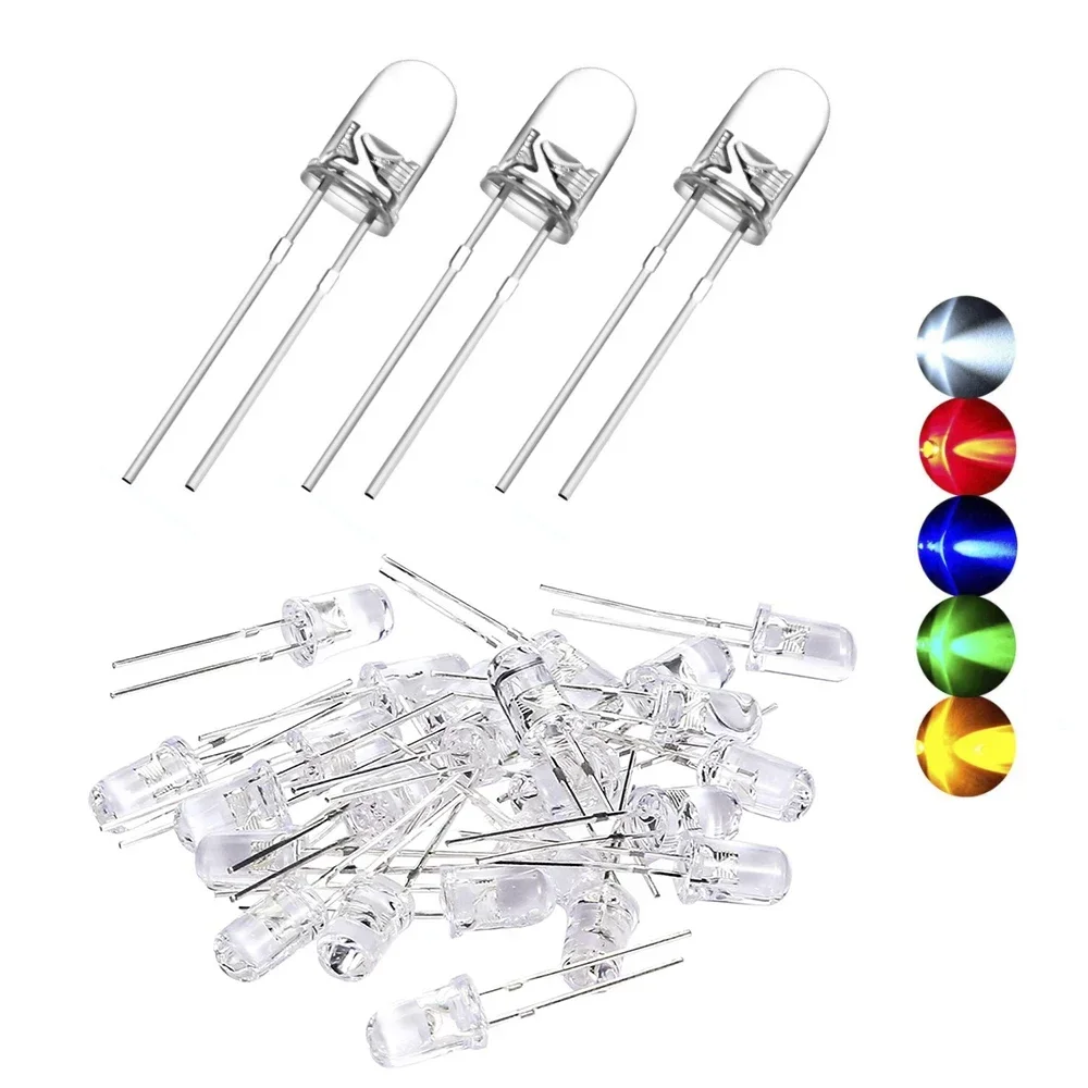 Lâmpada LED de Diodo Transparente Multi-Color, Brilho Ultra Alto, Componentes Eletrônicos, 3mm, 2x3x4mm, 100pcs
