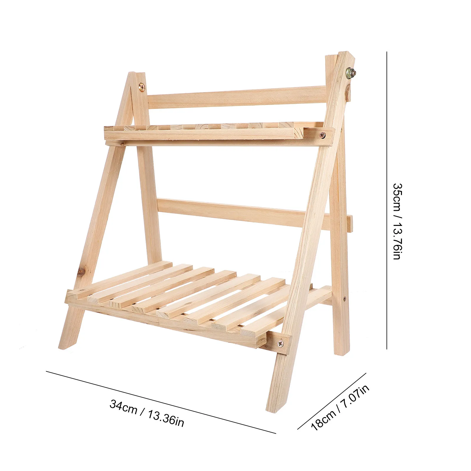 Double Layer Wooden Storage Rack Desktop Bonsai Pot Stand Flowerpot Holder for Home Indoor Plant Storage Shelf Planter Display