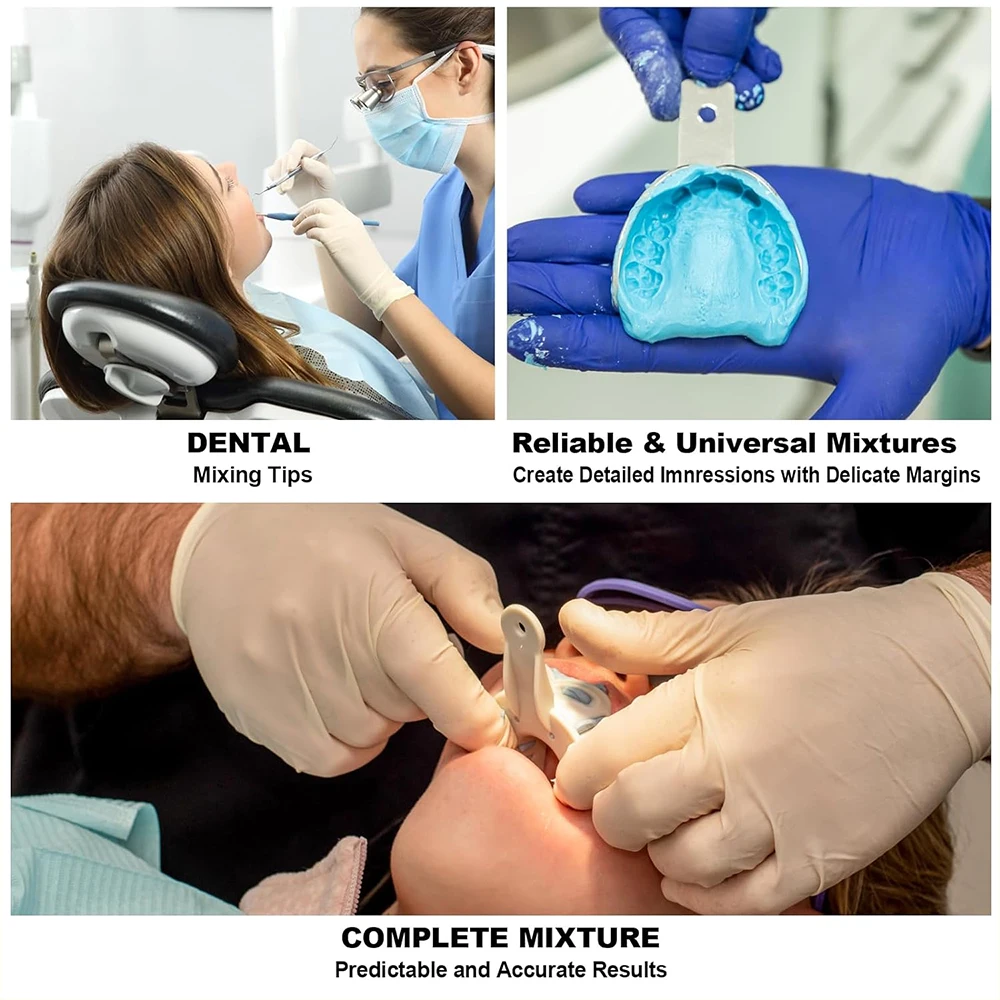 50 unidades/pacote dicas de mistura dental descartável cabeça de mistura de borracha de silicone materiais de impressão odontologia bicos tubos de mistura amarelos