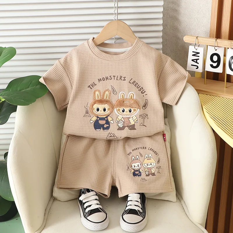 ملابس أطفال صيفية بأكمام قصيرة للأولاد مجموعة لطيفة على شكل الدب الكرتوني ملابس أطفال ملابس صيفية بعمر 1-5 سنوات