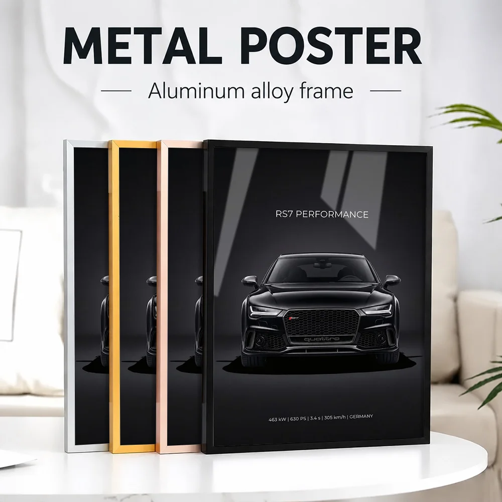Germany RS7 Performance Car Metal Poster With Aluminum Alloy Frame Personalized Photo Dynamic Style Wall Art For Driver Lounge