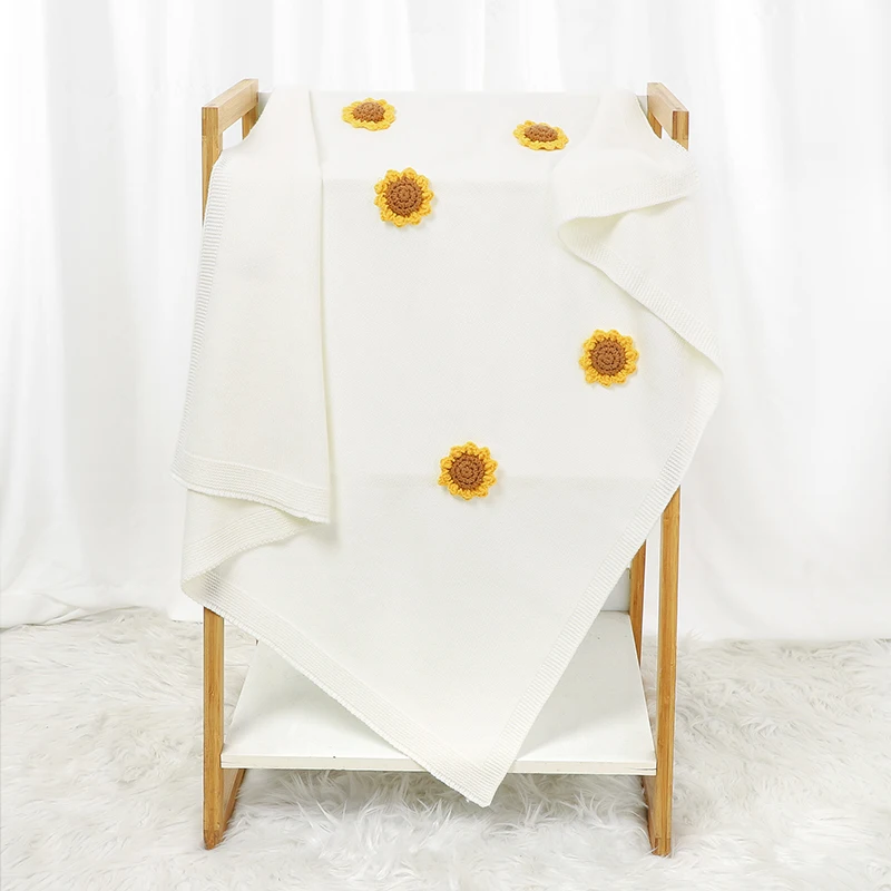 新生児ブランケットファッション-3d-ひまわり幼児女の子男の子寝具キルト-100-80-センチメートルベビーカーおくるみラップスーパーソフト固体チェック柄