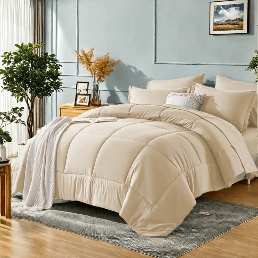 

7 комплектов постельного белья Deluxe Solid Color для кровати размера Queen, мягкие и комфортные, состоящие из 1 одеяла, 1 простыни и 1 пододеяльника.