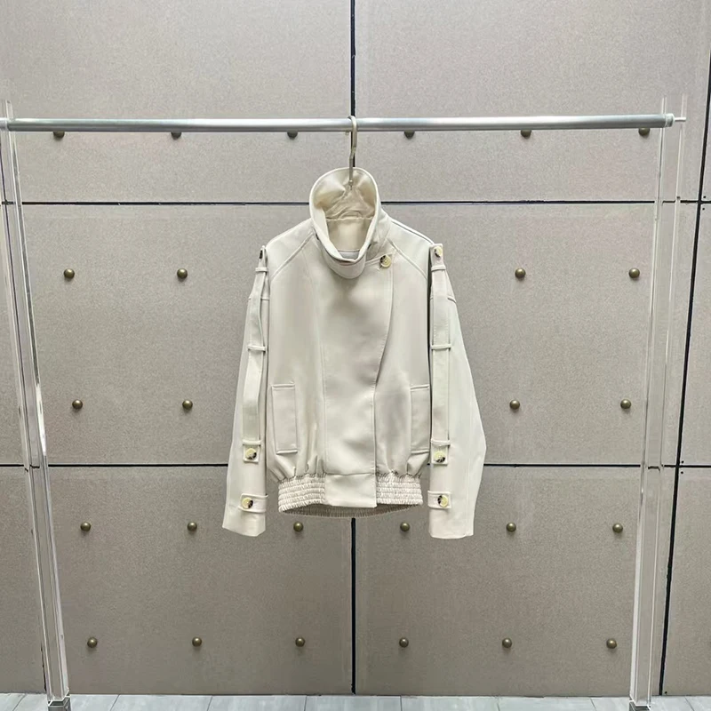 

Women's trench coat New high neck windproof women's windbreaker for autumn 2025 Asymmetric slim fit Women's coat Women's jacket