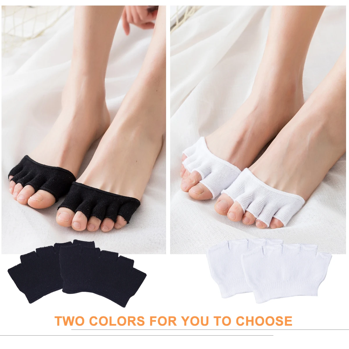 

Peep Toe Socks Fitness Comfortable Cotton Half Women Black White Sweat Absorption Breathing