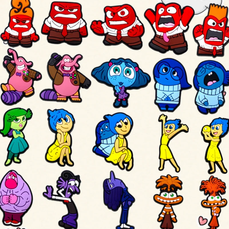 

20Pcs Cartoon Series inside out Shoe Charms Kids DIY Shoe Decoration Accessories Buckle Clogs Sandals Wristband Gifts
