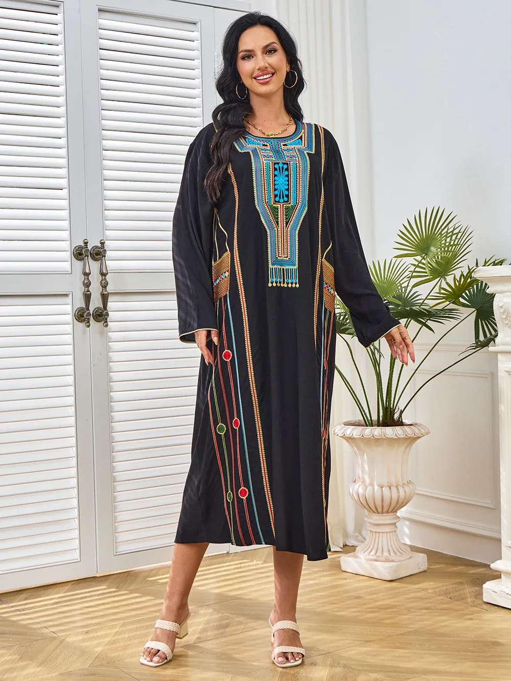 عيد مسلم عباية المغرب موضة رداء كوربان دبي أنيق جديد مطرز رداء فستان ملابس حريمي عربية الشرق الأوسط MT281 #4