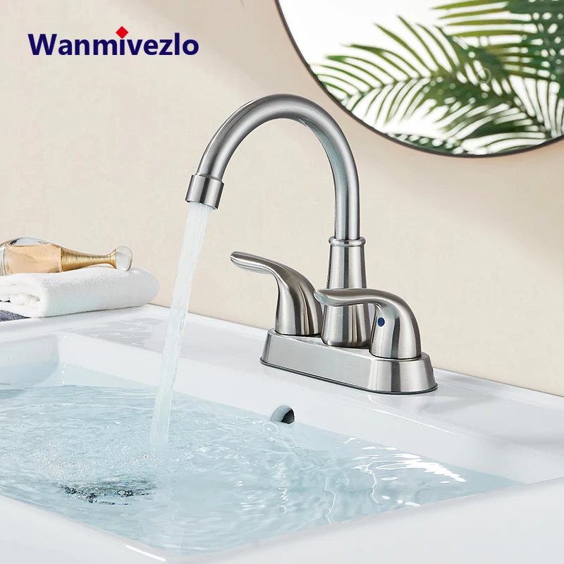 Wanmivezlo Integrated Basin Brass Sink Faucet With Double Handle Hot And Cold Water Deck Installation Wash Basin Faucet