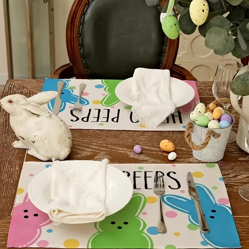 Happy Easter Rabbit Tableware Set Cute Rabbit Egg Carrot Dot Stripe Dining Table Tableware Farmhouse Kitchen Home Decoration