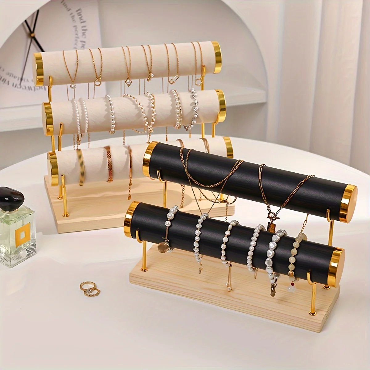 1pc Step Velvet Necklace Bracelet Foot Chain Display Stand Desktop Bedroom Dressing Table Sales Cabinet, Business Cabinet