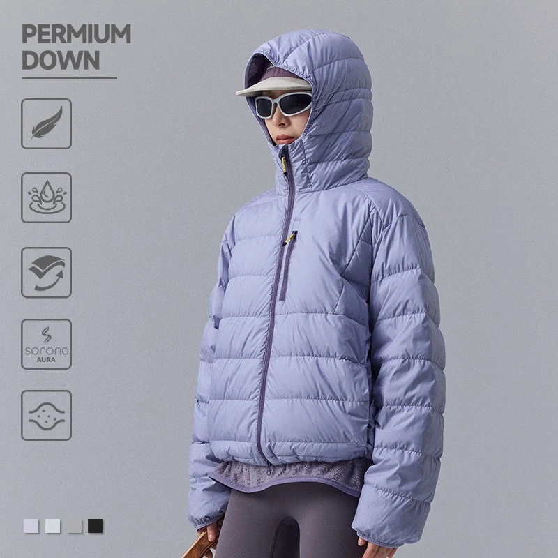 سترة بغطاء للرأس ممتازة: 90% من ريش البط الأبيض، مقاومة للماء وخفيفة الوزن للرياضات الخارجية