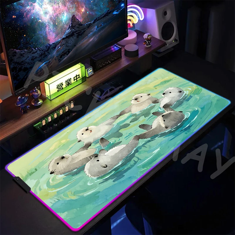 Adorable Animals Design LED Gaming Mousepads Large Backlight Desk Mat 40x90cm Gamer Mousepad RGB Mouse Pad Luminous Mouse Mat