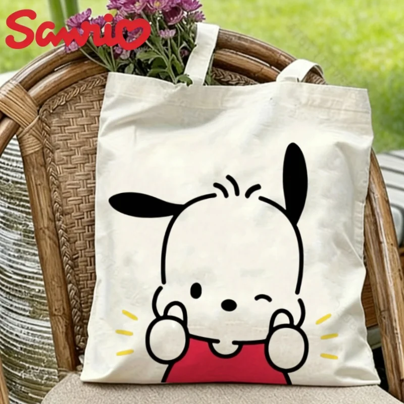 Bolso de hombro reutilizable ecológico de lona con diseño de Pochacco Excited Face, 1 unidad