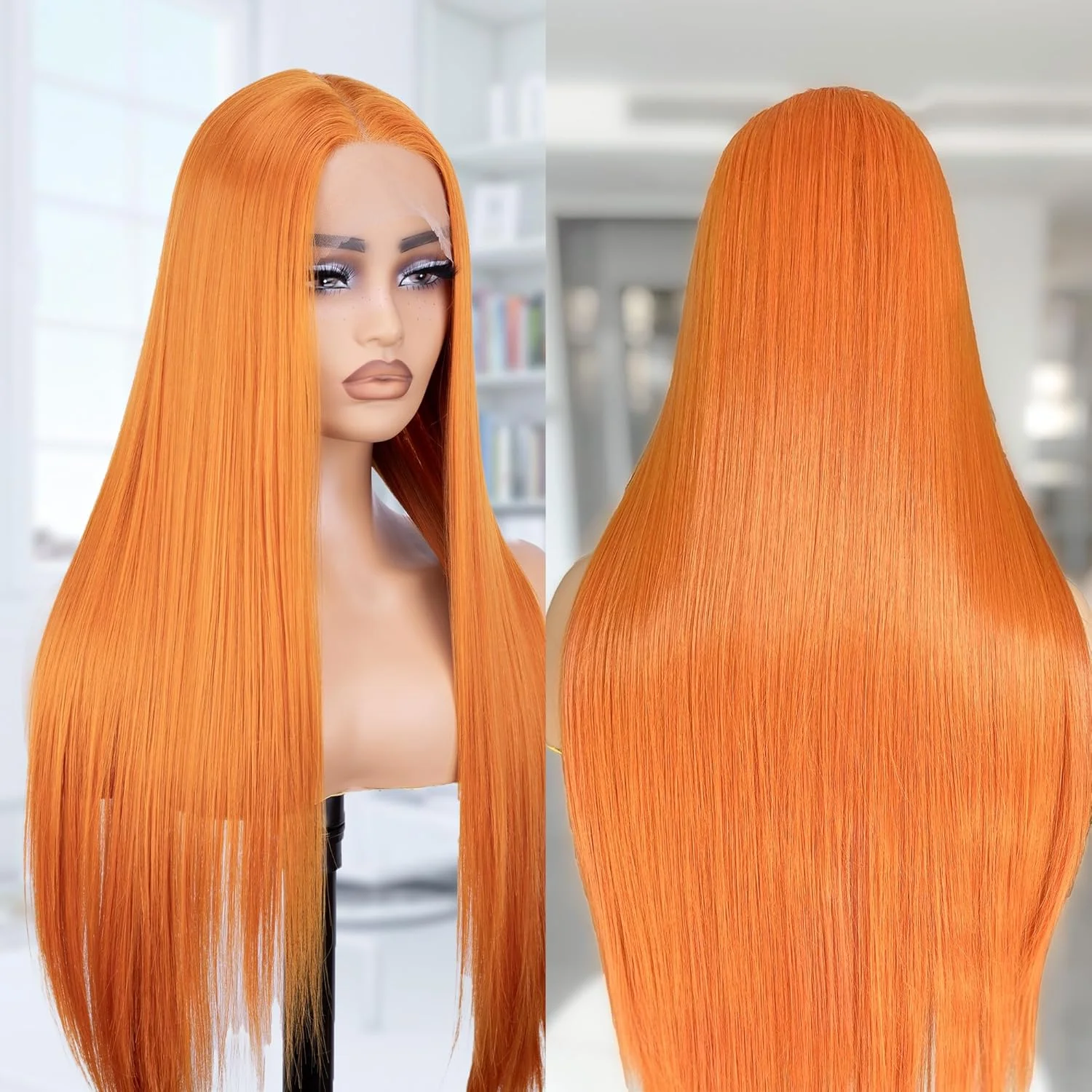 Synthetic Hair Natural Looking for Daily Party Long Colorful Straight Wig for Women Middle Part Brazilian Lace Front