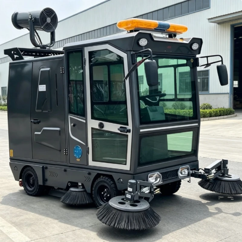 Combined Triple System Electric Floor Sweeper Water Spray Vacuum Dust Removal Industrial Park Yard Vehicle