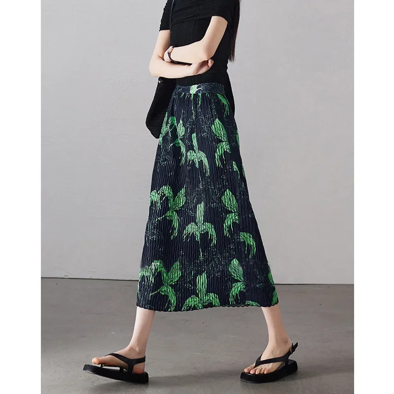Summer Hot Selling Elegant Fashionable Pleated Texture Design Slit French Romantic Women Plus Size Skirt