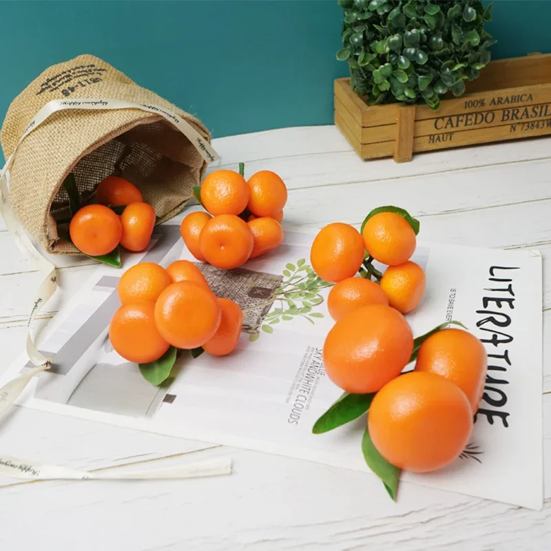 1pc Simulation Sand Honey Orange Fake Sugar Orange with Leaves Fruit Window Festive Activities on Site Meeting Room Table Decor