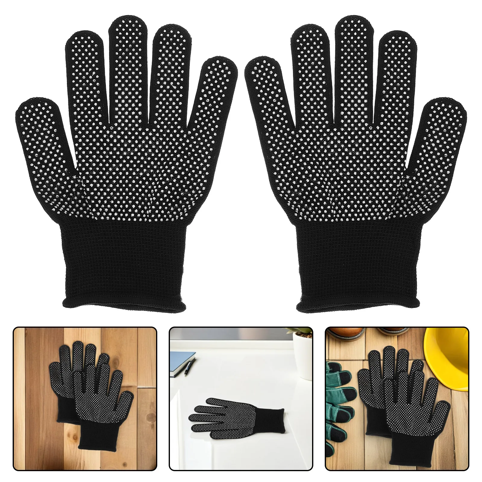 3Pairs Children Protective Gardening Gloves Thick Palm Reinforced Wear Resistant Elastic Wrist Breathable Mesh Back Outdoor