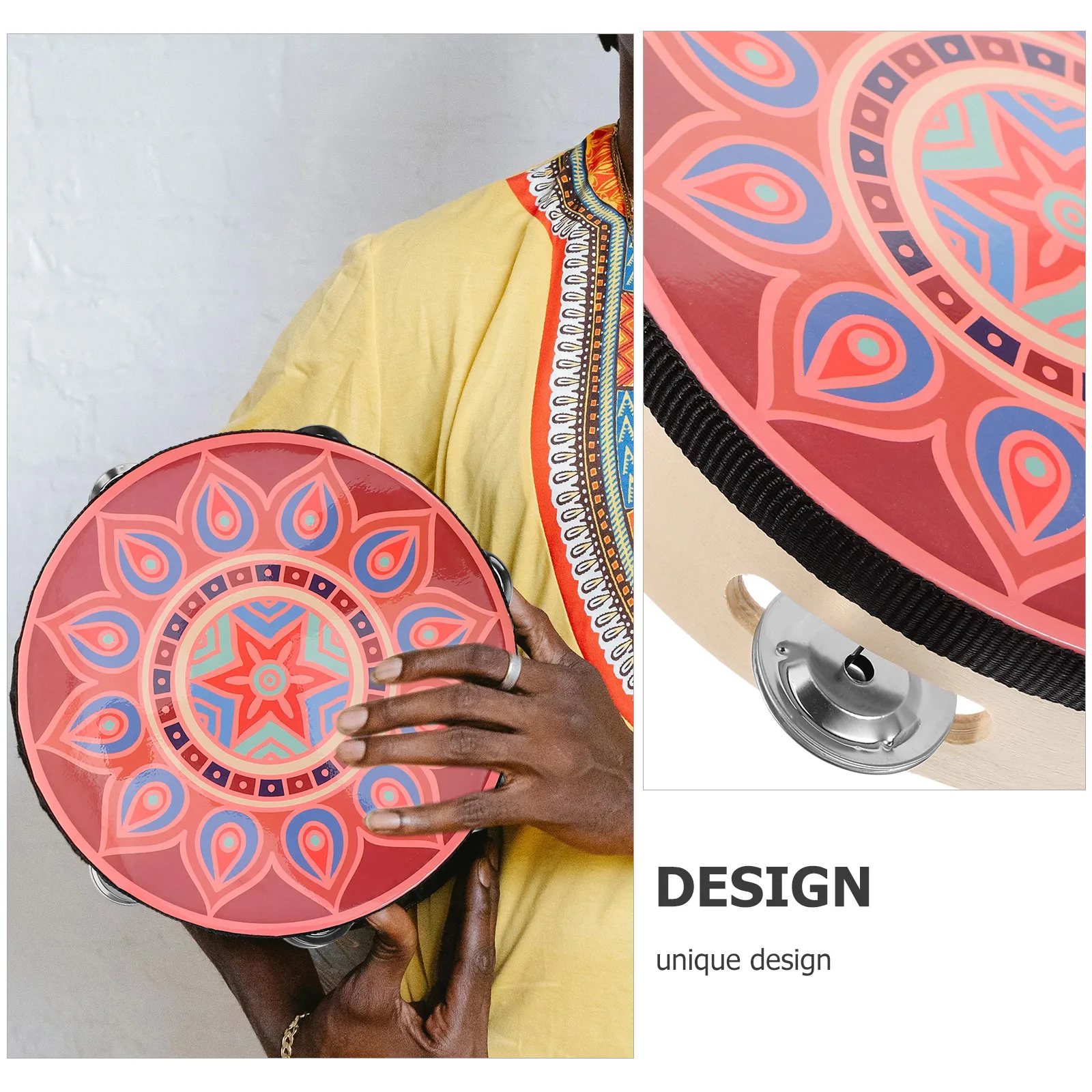 Tambourine Instrument for Adults Tunable Rainbow Tambourines Kids Drum Concert Percussion Wedding Baby
