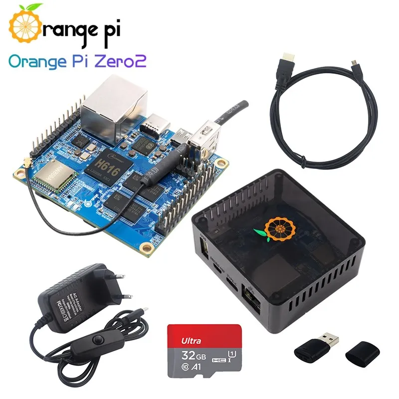 Laranja pi zero 2 1gb ram allwinner h616 chip suporte bt esposa executar android 10 ubuntu debian os placa de alimentação hdmi-cabo compatível