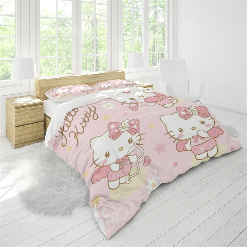 Dekorasi kamar anak Universal, gambar kartun Anime 3D Digital Printing Hello Kitty warna-warni selimut pola kartun Universal