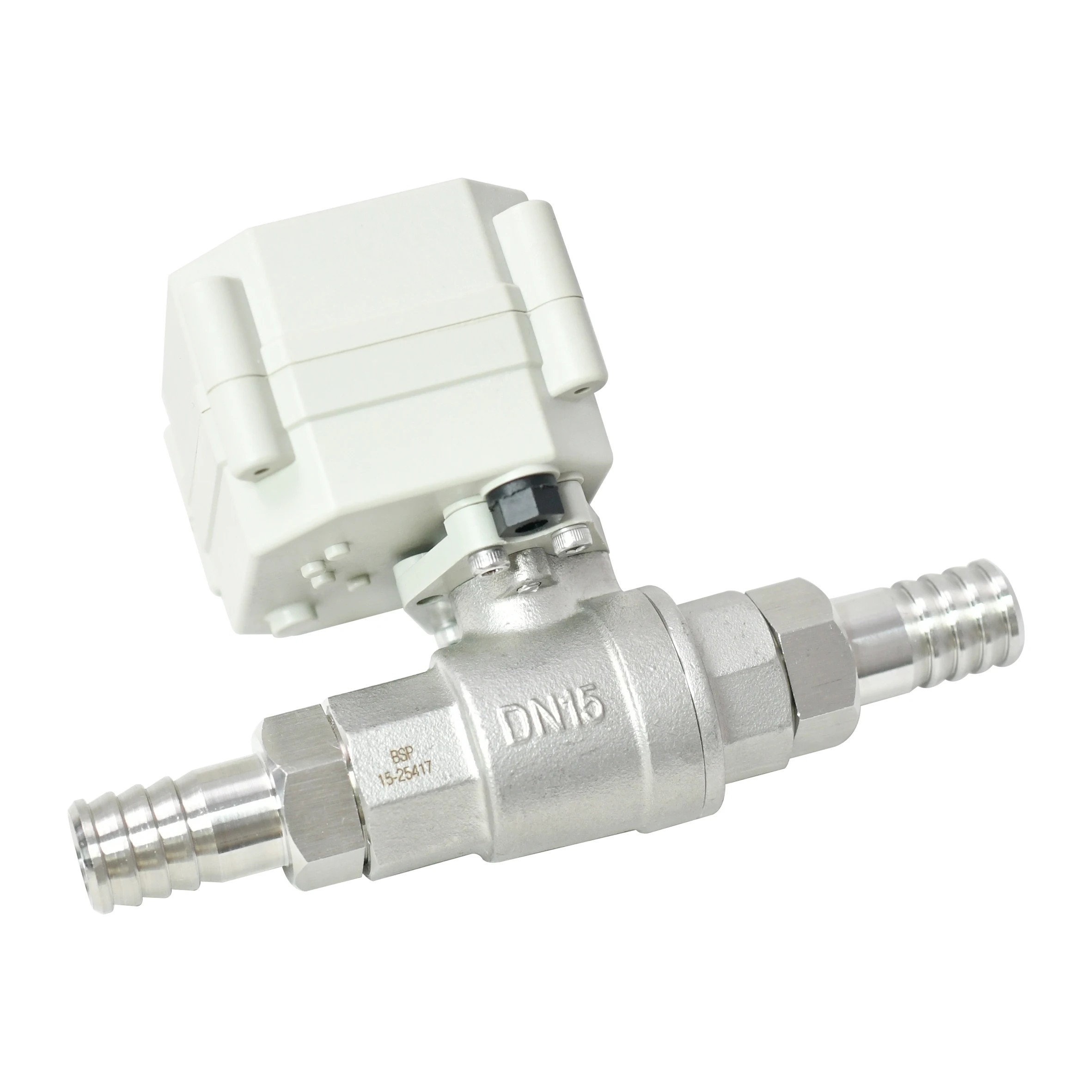 A20-T15-S2-C 1/2" DN15 SS304 Hose Barb Barbed Fitting CR202 Normally Closed DC9-24v Motorized Valve 0.5m Cable