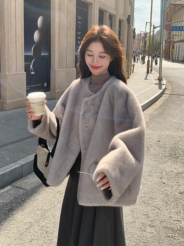 Damska kurtka z futra jagnięcego ort Thiened, jesienno-zimowa, nowa, wysokiej jakości, mały rozmiar, sztuczne futro, ekologiczne futro.