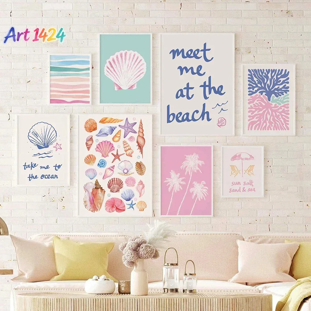Coastal Gallery Wall Art Poster Summer Art Prints  Posters Girly Wall Art Trendy Beach House Decor  Bedroom Living Room Decor