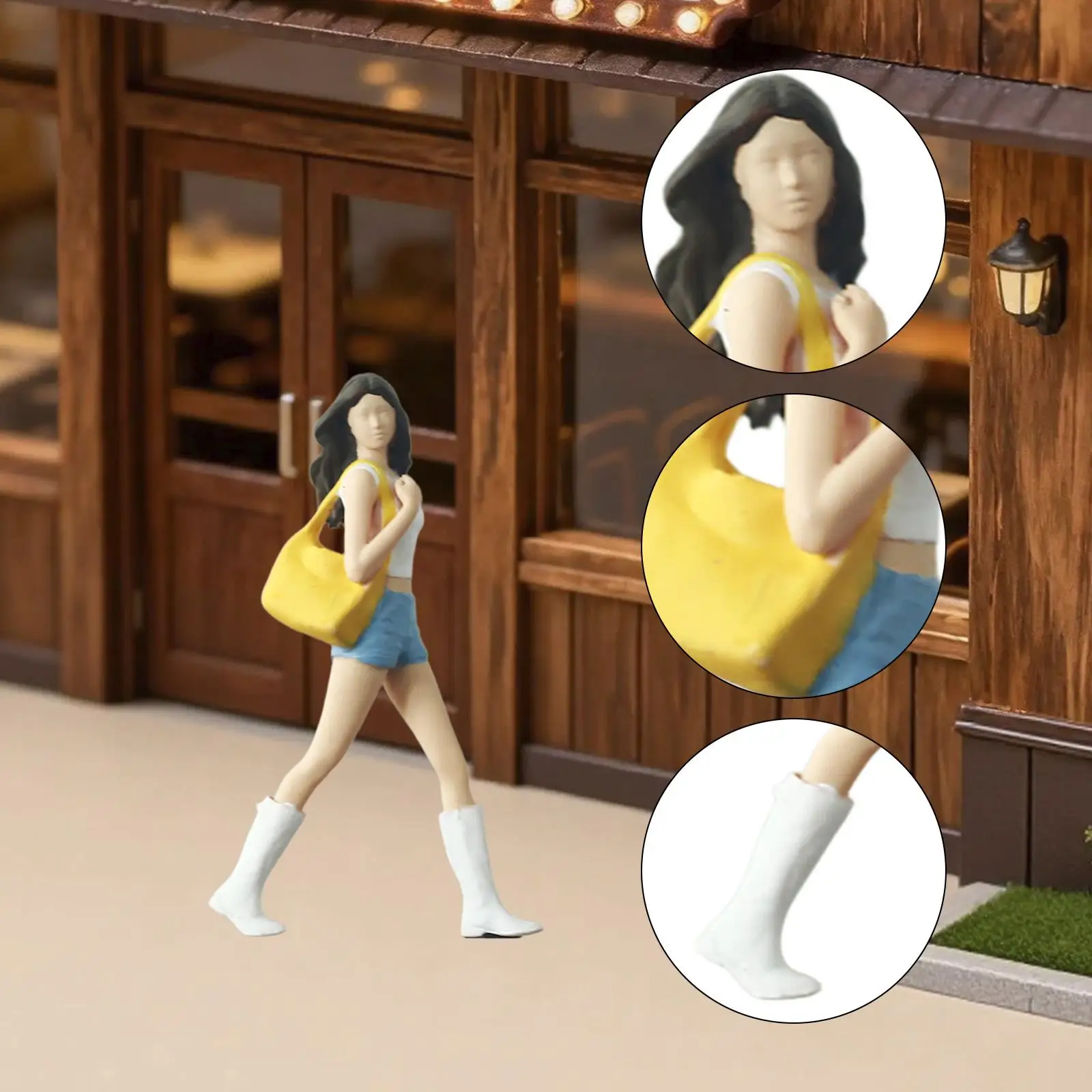 Figura di ragazza in miniatura 1/64, realistica, persone in miniatura in resina per scene in miniatura, layout di decorazione architettonica di treni modello